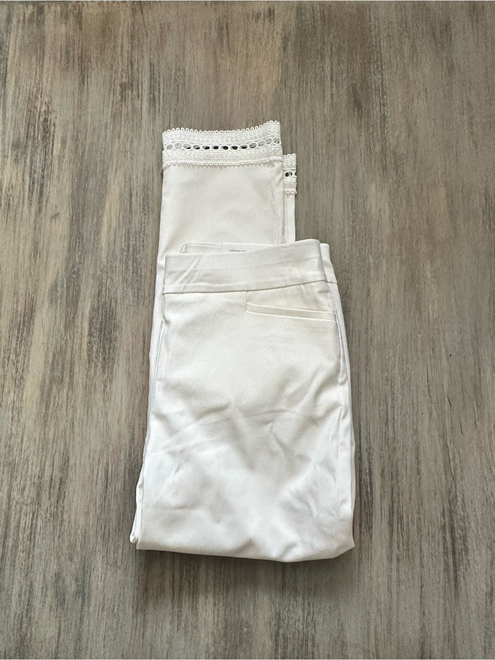 Chico's Women’s White Slimming Brigitte Slim Leg with Lace Trim Pants - Picture 6 of 11